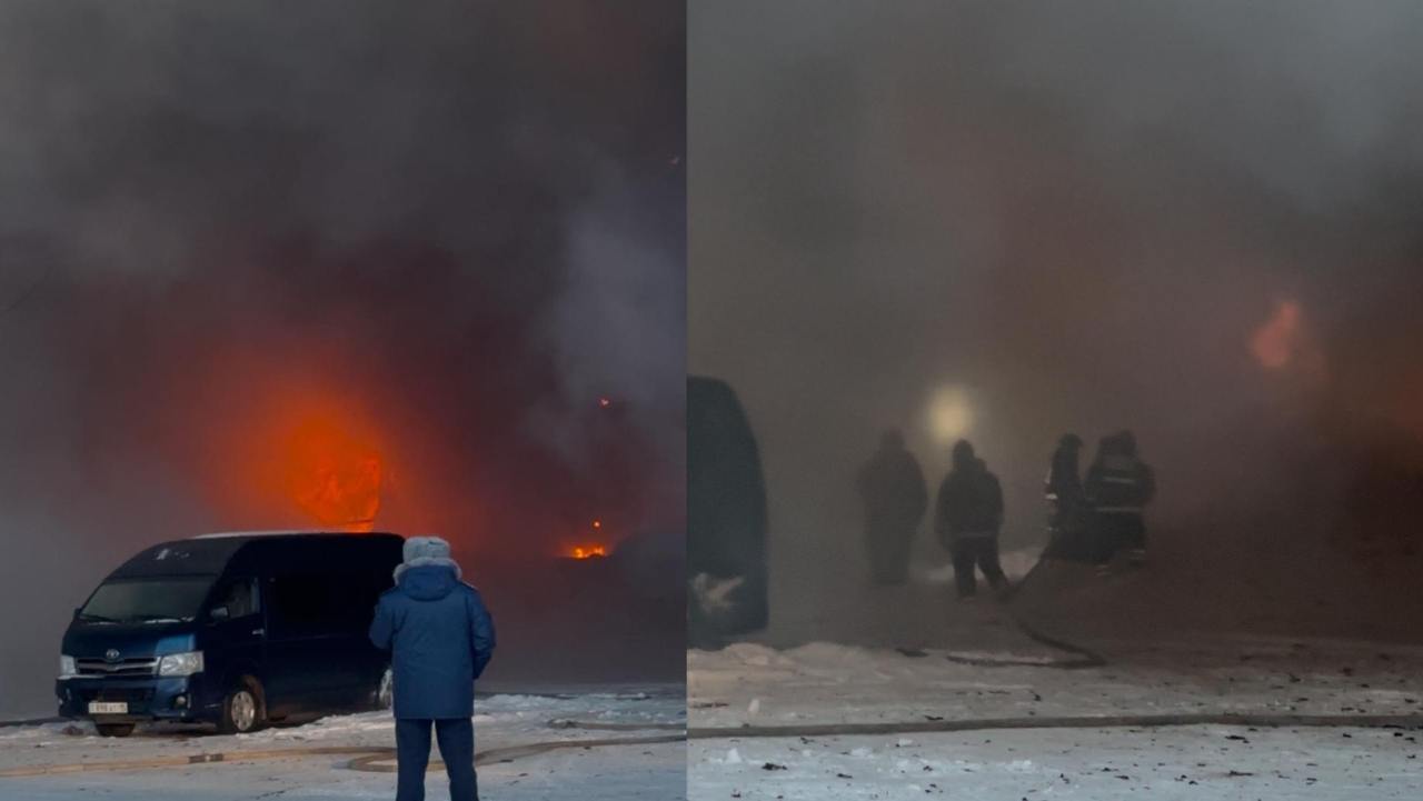 Стадион загорелся в Петропавловске