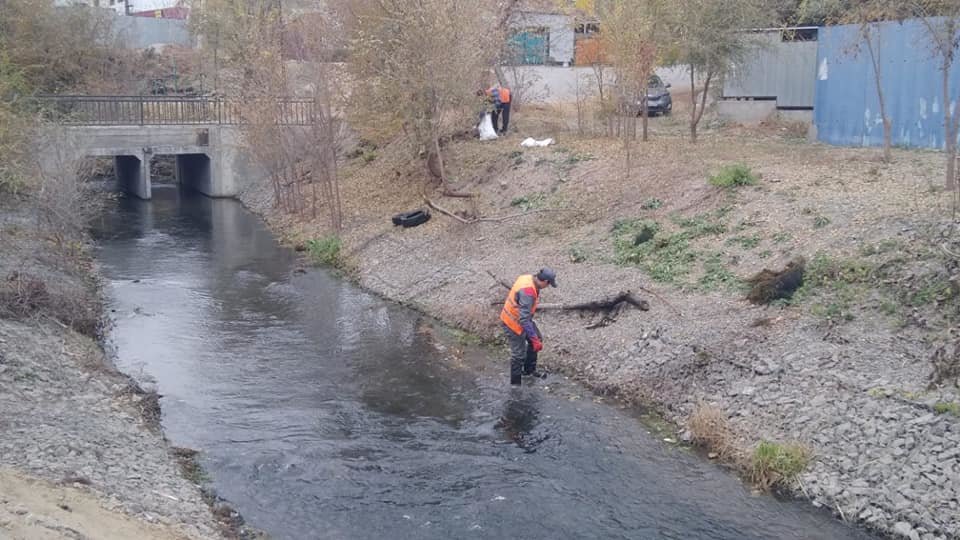 В Турксибском районе Алматы очищают реки