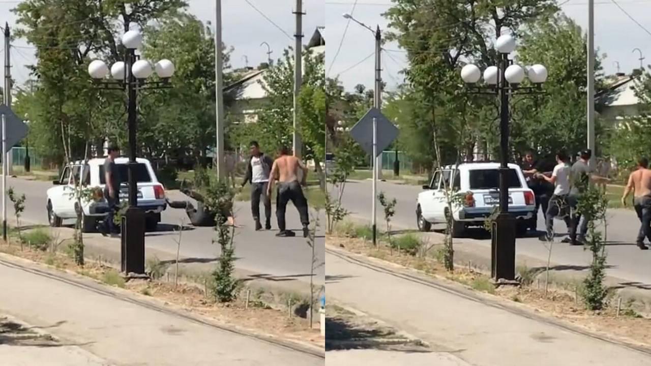 Странная драка в Туркестане попала на видео 