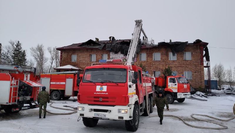 Крупный пожар произошел в гостиничном комплексе в Павлодарской области