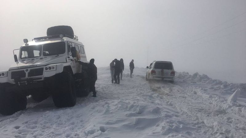 В Карагандинской области на трассе застряли четыре автомобиля