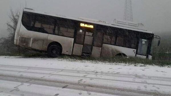 В Рудном автобус с иностранцами упал в кювет 